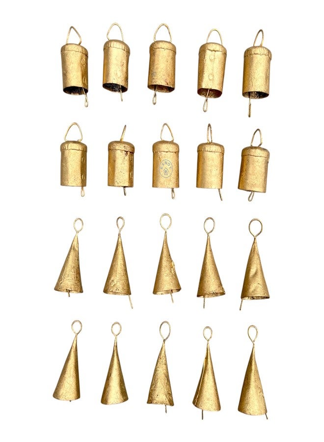 EXNOT 20 Pc Vintage Rustic Metal Cow Bells for Christmas Decor - Antique Handmade 4 cm Gold Bells, Witch Bells, Jingle Bell Decor, Small Vintage Bells, Christmas Rustic Bells. - Image 3