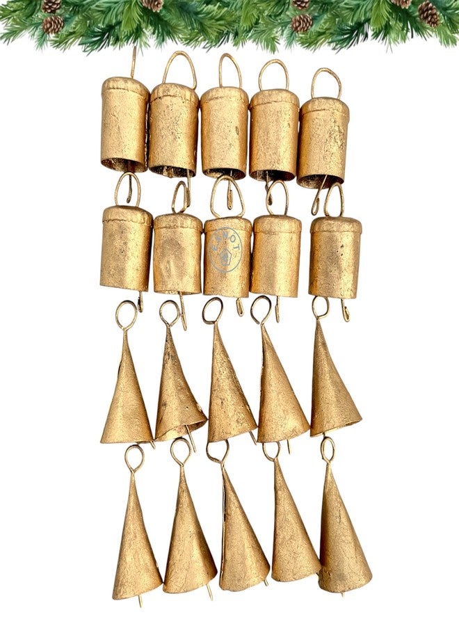 EXNOT 20 Pc Vintage Rustic Metal Cow Bells for Christmas Decor - Antique Handmade 4 cm Gold Bells, Witch Bells, Jingle Bell Decor, Small Vintage Bells, Christmas Rustic Bells. - Image 1
