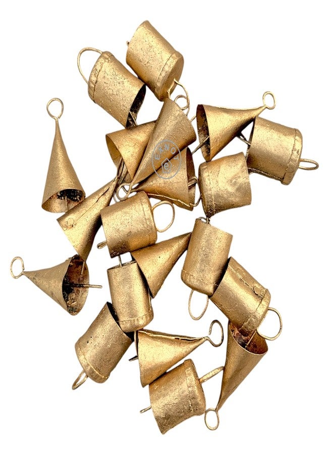 EXNOT 20 Pc Vintage Rustic Metal Cow Bells for Christmas Decor - Antique Handmade 4 cm Gold Bells, Witch Bells, Jingle Bell Decor, Small Vintage Bells, Christmas Rustic Bells. - Image 2