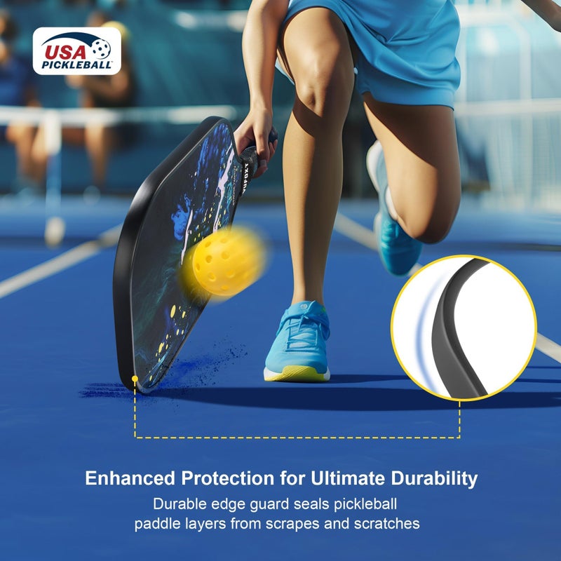 VUFOXT Pickleball Paddles Set of 2, USAPA Approved 99.99% Carbon Fiber Surface Pickleball Sets PP Honeycomb Core Pickleball Rackets, Lightweight Paddles with 4 Balls 1 Bag for Beginners Medium (Blue Waves) - Image 5