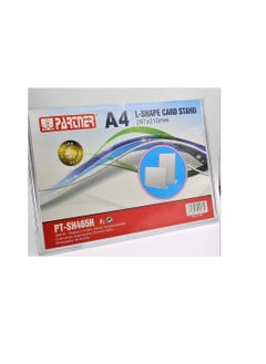 PARTNER A4 Vertical L Shape Sign Holder Clear  - Image 2