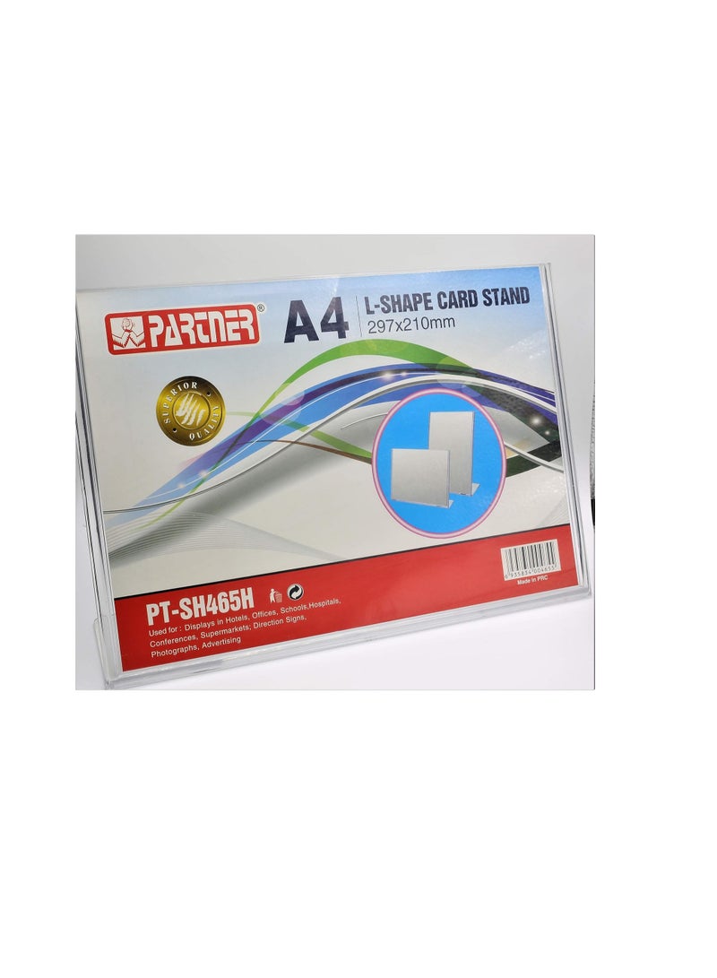 PARTNER A4 Vertical L Shape Sign Holder Clear - Image 2