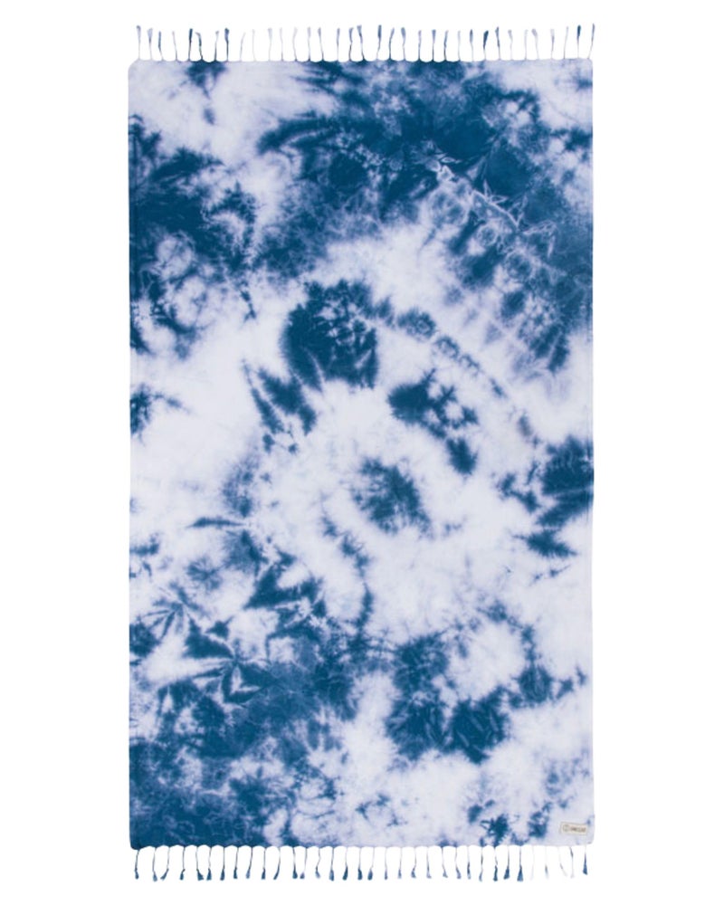 Sand Cloud Turkish Beach Towel - Sand Free - 100% Organic Turkish Cotton Yarn - Quick Dry Towel for Beach, Picnic Blanket or Throw - As Seen on Shark Tank - Tie Dye (Blue Acid Wash) - Image 1