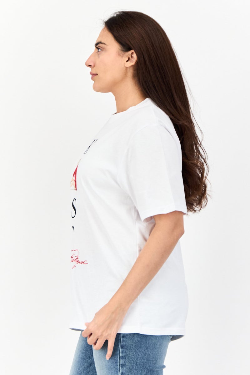 Marilyn Monroe Women Oversized  Crew Neck Short Sleeve Graphic Print T Shirt, White - Image 3