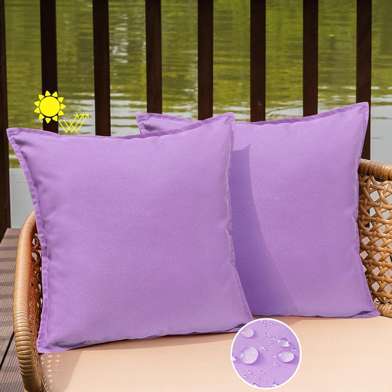 WOKANI Outdoor Waterproof Pillow Covers 20x20 Set of 2 Sunbrella Decorative Square Solid Couch Pillow Covers with Wide Edge for Patio Tent Sofa Bed Living Room  Purple - Image 5