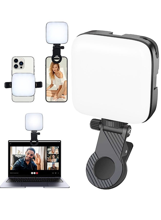 Topyich LED Selfie Light with Clips, Portable Fill Light for Camera Camcorder Vlog Removable Clip-on Photography Light, Rechargeable Video Light for Phone, Tablet, Laptop, Makeup, TikTok(Black)  - Image 1