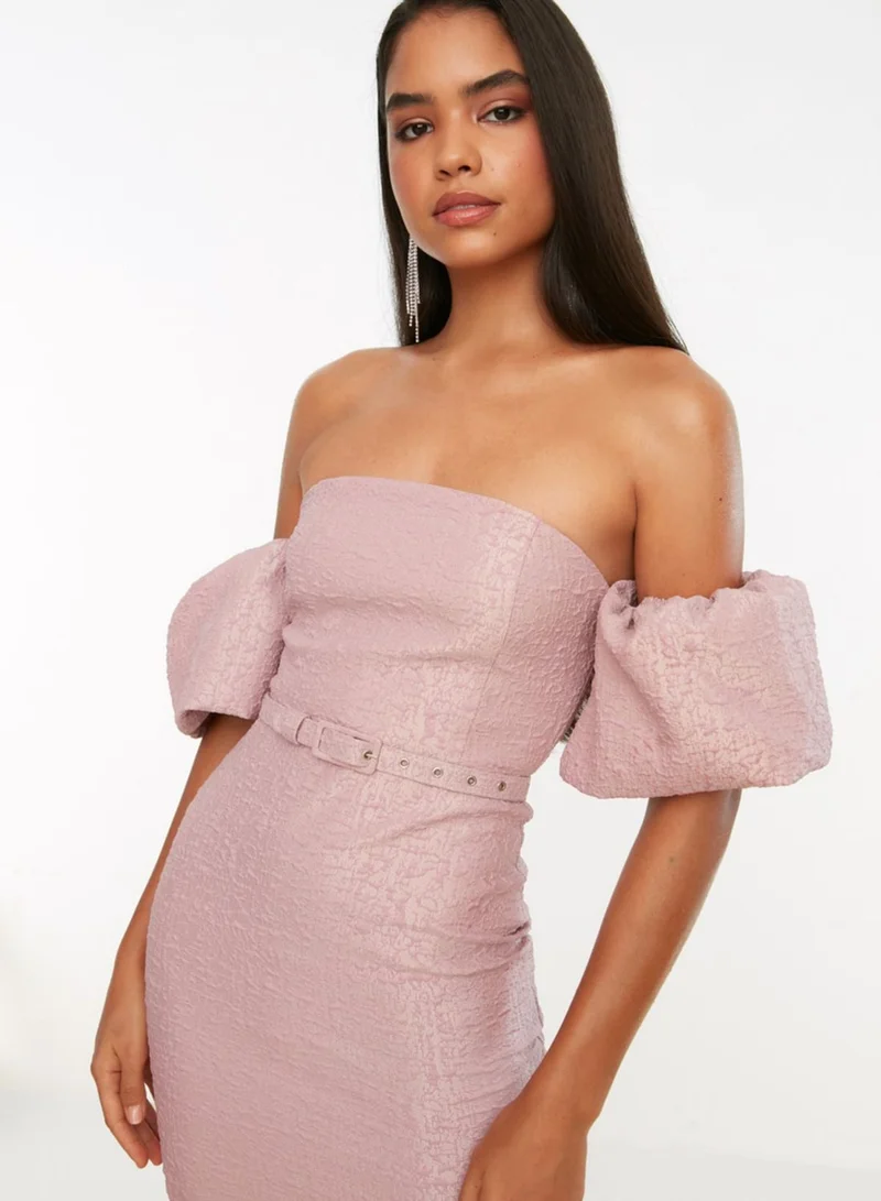 trendyol Puff Sleeve Bardot Bodycon Dress