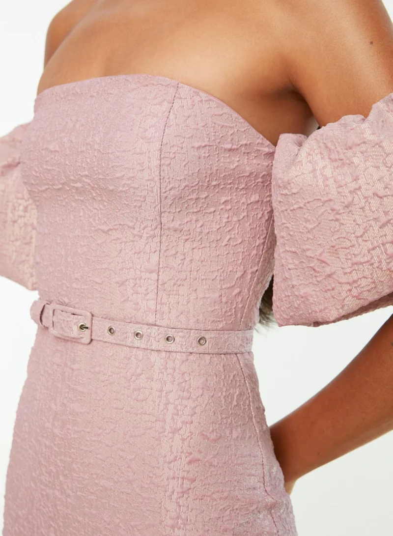 trendyol Puff Sleeve Bardot Bodycon Dress