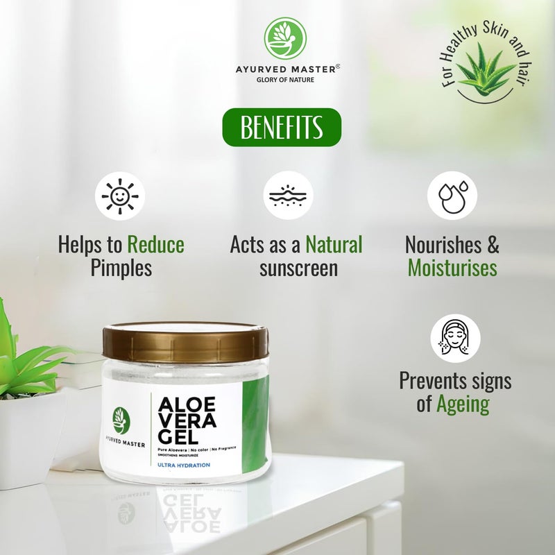 Ayurved Master 100 Natural And Organic Multipurpose Beauty Aloe Vera Gel for Skin Hair and Body Moisturises Skin Increases Cells Life Revitalizes Skin Vitality  500gm - Image 2
