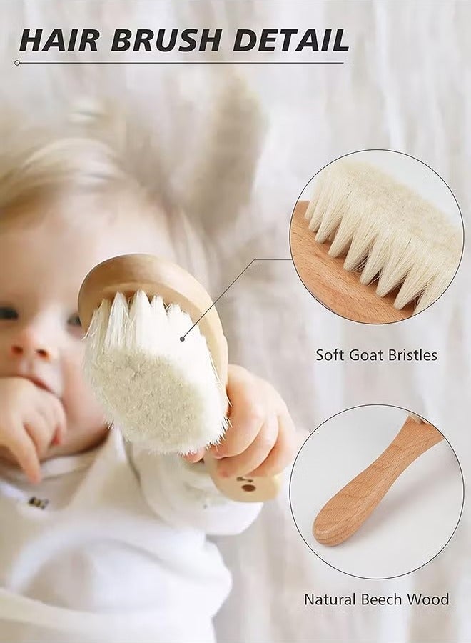 Baby Hair Bush and Comb Set -Nature Lotus Wood with Soft Goat Bristle and Pear Wood Comb for Newborns & Toddlers, Ideal for Cradle Cap  - Image 3