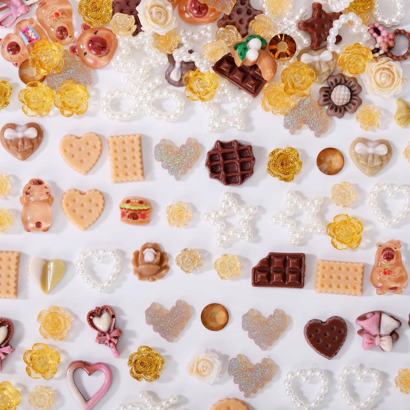 AIPULIDUO 120pcs Slime Charms Food Flower Star Cute Set, Mixed Batch Various Food Resin Flat Back Cute Set, DIY Handicrafts, Decorations, Scrapbook, Decorations, Hairpins B - Image 2