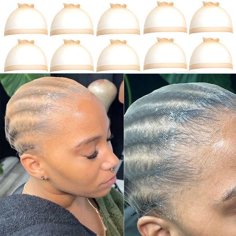 FDBJulyy 10 Pcs Transparent HD Wig Cap, Thin Nylon Cap for Women, Suitable for Parties, Weddings, Graduations, Cosplay, Halloween - Image 1
