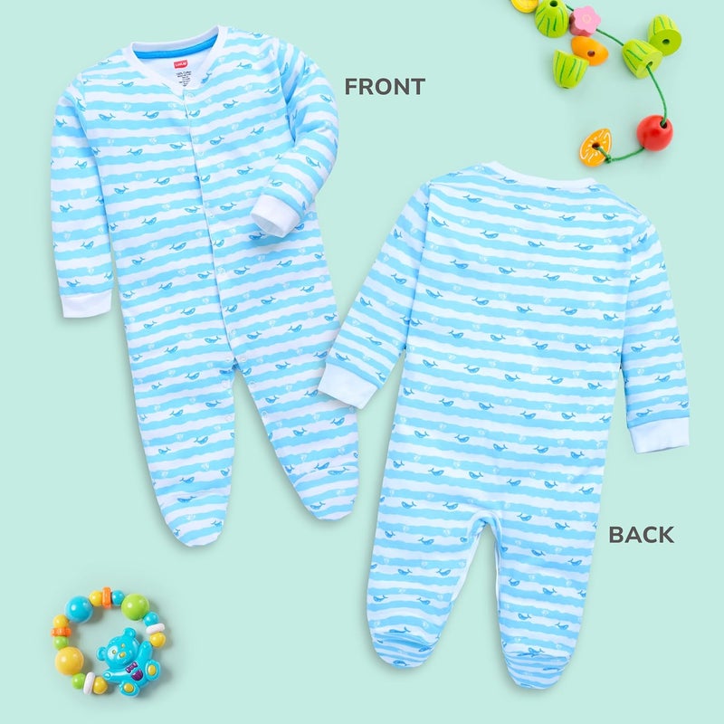 LuvLap Unisex Full Sleeve Rompers Set - 3 Pack, Multicolour for 3-6 Months - Image 4