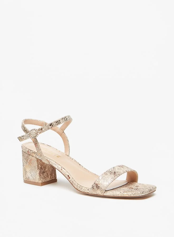 Celeste Women'S Printed Sandals With Block Heel And Buckle Closure