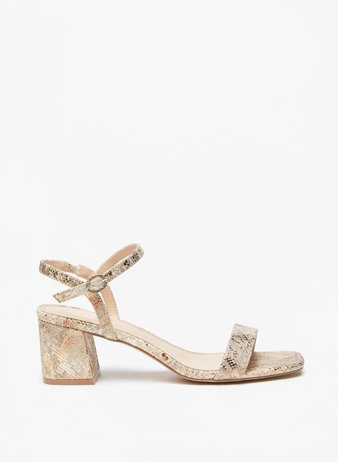 Celeste Women'S Printed Sandals With Block Heel And Buckle Closure