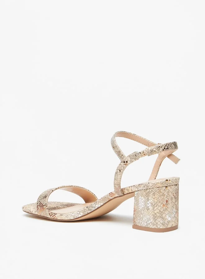Celeste Women'S Printed Sandals With Block Heel And Buckle Closure