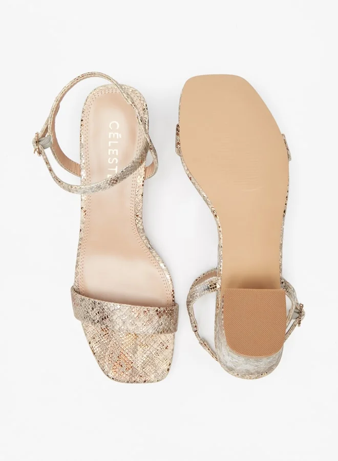 Celeste Women'S Printed Sandals With Block Heel And Buckle Closure