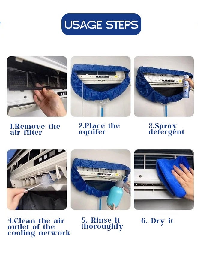 Air Conditioner Cleaning Cover Dust Washing Bag for large size 2P-3P Wall Mounted AC Service with pipe  - Image 5