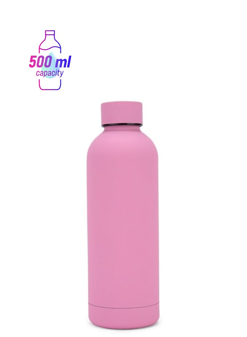 WISHWIND Premium Pink Thermos Bottle – 500 ml Double-Walled Vacuum Insulated, 12 Hours Hot & 24 Hours Cold, Leak-Proof Design for Sports, Gym, Tea, Coffee, and Herbal Drinks - Image 1