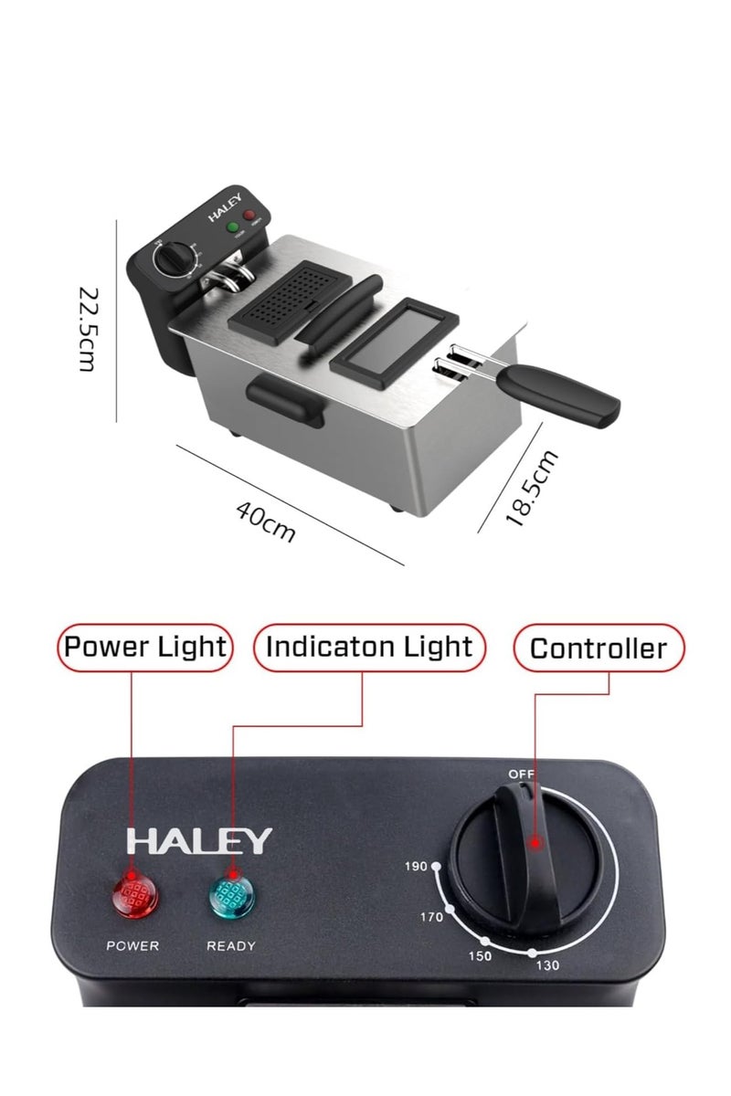 HALEY HY-2506 4 L Deep Fryer – 2000 W | View Window, Stainless Steel Lid, Removable Basket, 2-Year Warranty - Image 3