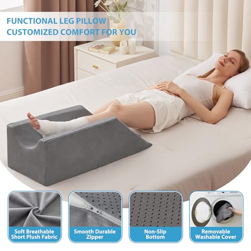 MEGCXIT Leg Pillow Elevation Blood Circulation, Wedge Pillow for Legs Swelling, Knee Pillow Wedge Post Surgery, Leg Elevation Pillows for After Surgery, Memory Foam Foot Leg Elevating Pillow, Grey - Image 5