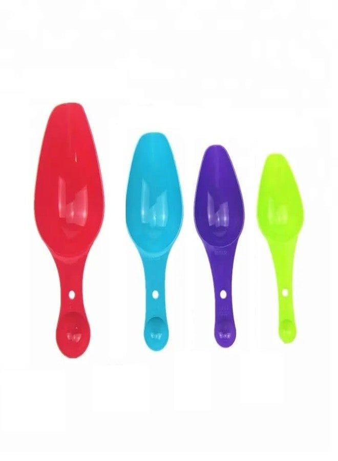 Comfort Axis Kitchen 4 Piece Plastic Double Side Measuring Spoon and Cup Set - Best Kitchen tool for Cooking food, Measuring Flour, Coffee and Baking Cake (Colors Vary) - Image 3