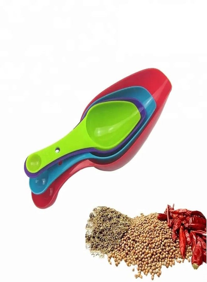 Comfort Axis Kitchen 4 Piece Plastic Double Side Measuring Spoon and Cup Set - Best Kitchen tool for Cooking food, Measuring Flour, Coffee and Baking Cake (Colors Vary) - Image 5