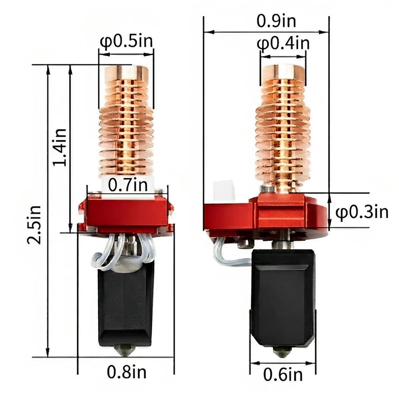 Compatible with F1ashforge Adventurer 5M Hotend Ceramic Kit, 3 Pcs, 0.25 mm Hardened Nozzle, Quick-Connecting, Red Copper Heatsink, Multi-Filament, Maximum 280℃ - Image 4
