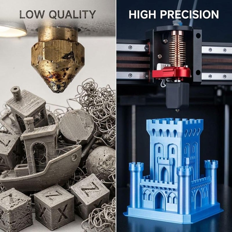 Compatible with F1ashforge Adventurer 5M Hotend Ceramic Kit, 3 Pcs, 0.25 mm Hardened Nozzle, Quick-Connecting, Red Copper Heatsink, Multi-Filament, Maximum 280℃ - Image 2