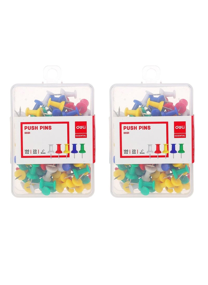 Deli 200-Piece Piece Push Pin Set Multicolour  - Image 1