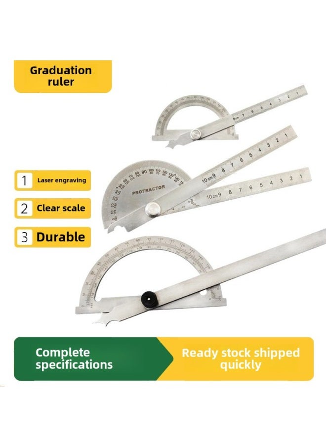 Stainless Steel Angle Gauge Angle Ruler Protractor Carpentry Semicircle Indexing Gauge Protractor Measuring Angle Ruler Measurement-Model:Single Arm 100mm