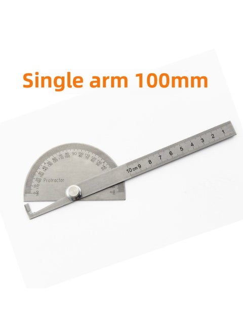 Stainless Steel Angle Gauge Angle Ruler Protractor Carpentry Semicircle Indexing Gauge Protractor Measuring Angle Ruler Measurement-Model:Single Arm 100mm