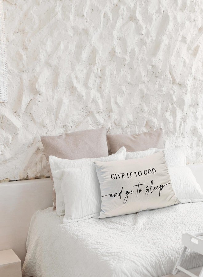 Knibeo Give It to God and Go to Sleep, Decorative Pillows Cover for Bed, Throw Pillows Cover for Bed, 12x20 Inch Pillow Case, Decorative Bed Pillows Cover for Bedroom(12x20, Cream-Coloured) - Image 3