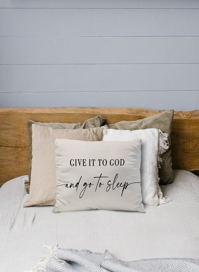 Knibeo Give It to God and Go to Sleep, Decorative Pillows Cover for Bed, Throw Pillows Cover for Bed, 12x20 Inch Pillow Case, Decorative Bed Pillows Cover for Bedroom(12x20, Cream-Coloured) - Image 2