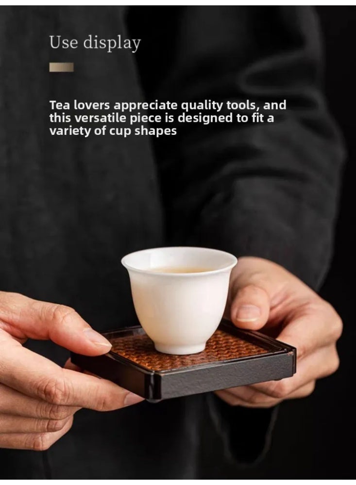 4pcs woven pattern tea cup, coffee cup mat, Kung Fu tea accessories, insulated tea cup mat - Image 4