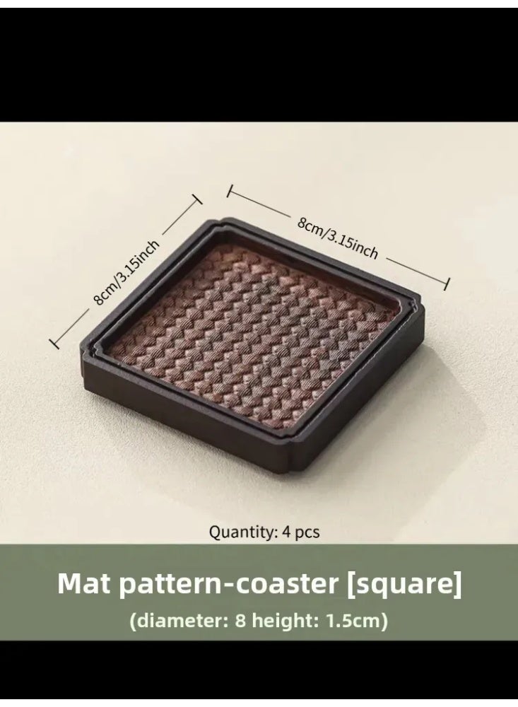 4pcs woven pattern tea cup, coffee cup mat, Kung Fu tea accessories, insulated tea cup mat - Image 1