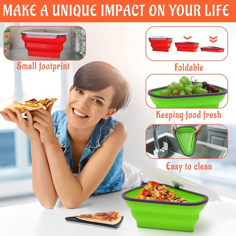 LOOKMINT Pizza Storage Container Expandable Pizza Container with 5 Microwavable Serving Trays Adjustable Pizza Slice Container Reusable Pizza Box to Organize Save Space Microwave Safe - Image 5