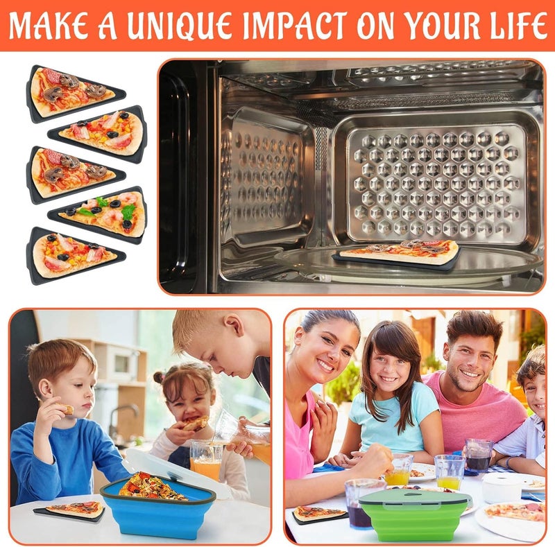 LOOKMINT Pizza Storage Container Expandable Pizza Container with 5 Microwavable Serving Trays Adjustable Pizza Slice Container Reusable Pizza Box to Organize Save Space Microwave Safe - Image 3