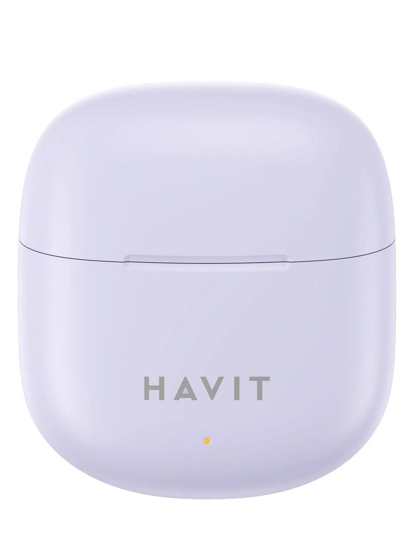 havit True Wireless Earbuds with Stereo Sound, TWS Smart Touch Control, 25 Hours Playtime (Including Charging Case), Lightweight & Comfortable Design, Type-C Charging Port, Compatible with iOS, Android, PC, for Music, Calls, and Gaming - High-Quality Bluetooth Earbuds (Purple)  - Image 3