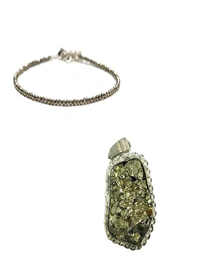 Agatesvibe Princess Combo - Certified Pyrite Anklet & Pendant Set - Money Magnet Crystal Jewelry for Wealth & Prosperity - Handmade Healing Stone Gift for Women - Image 1