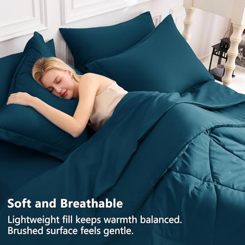 CozyLux King Size Comforter Set Lyons Blue - 7 Pieces Bed in a Bag King, Luxury Soft Bed Set for All Seasons, Bedding Set with Down Alternative Comforter, Sheets, Pillowcases & Shams - Image 3