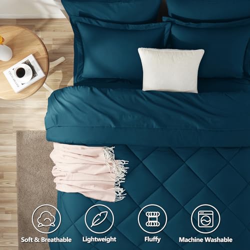 CozyLux King Size Comforter Set Lyons Blue - 7 Pieces Bed in a Bag King, Luxury Soft Bed Set for All Seasons, Bedding Set with Down Alternative Comforter, Sheets, Pillowcases & Shams - Image 2
