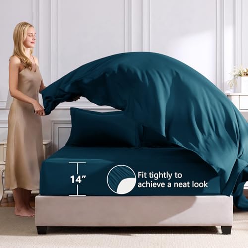 CozyLux King Size Comforter Set Lyons Blue - 7 Pieces Bed in a Bag King, Luxury Soft Bed Set for All Seasons, Bedding Set with Down Alternative Comforter, Sheets, Pillowcases & Shams - Image 5