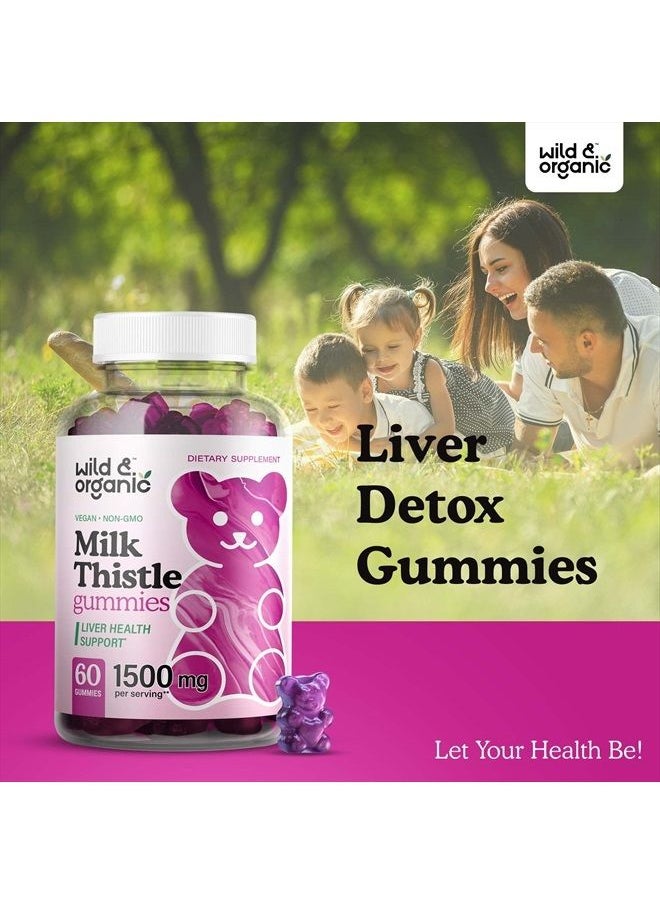 Wild & Organic - Milk Thistle Gummies - Liver Cleanse & Repair Liver Supplement - Organic Silybum Marianum Herbal Supplements & Immune Support Gummy - Non-GMO 4:1 Extract - 60 Vegan Chews - Image 1