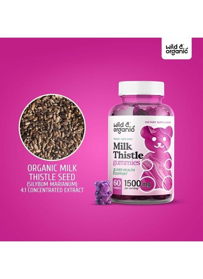 Wild & Organic - Milk Thistle Gummies - Liver Cleanse & Repair Liver Supplement - Organic Silybum Marianum Herbal Supplements & Immune Support Gummy - Non-GMO 4:1 Extract - 60 Vegan Chews - Image 1