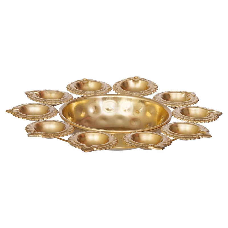 Webelkart Diya Shape Flower Decorative Urli Bowl for Home Decor Bowl for Floating Flowers and Tea Light Candles HomeOffice and Table Decor Diwali Decoration Items Gold Plated - Image 4