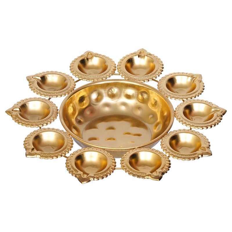 Webelkart Diya Shape Flower Decorative Urli Bowl for Home Decor Bowl for Floating Flowers and Tea Light Candles HomeOffice and Table Decor Diwali Decoration Items Gold Plated - Image 3