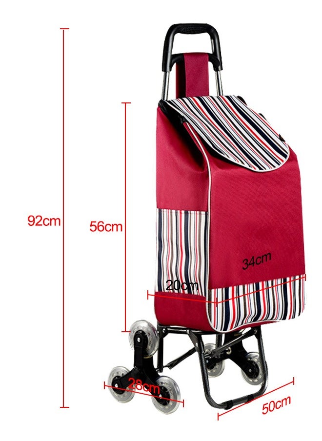 Occuwzz - Folding Rolling Cart with Wheels Shopping Cart Portable Trolley Bag Utility Cart Heavy Duty Stair Carts with Adjustable Bungee Cord and 2 Models Switching Big Volume 6 Grocery Cart on Wheel - Image 1