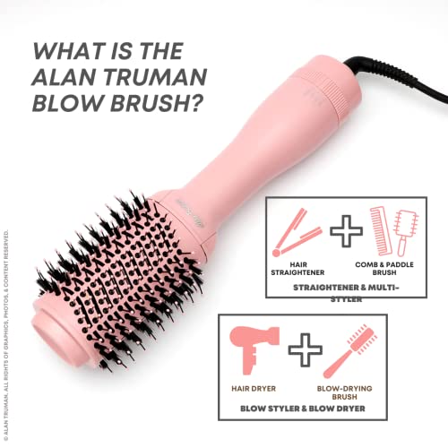 Alan Truman Compact Blow Brush Pink | 1100 Watts | Dryer In The Form Of A Brush| 6 in 1 Multistyler| Two Layered Bristles|3 Tempeature & Speed Settings - Image 2