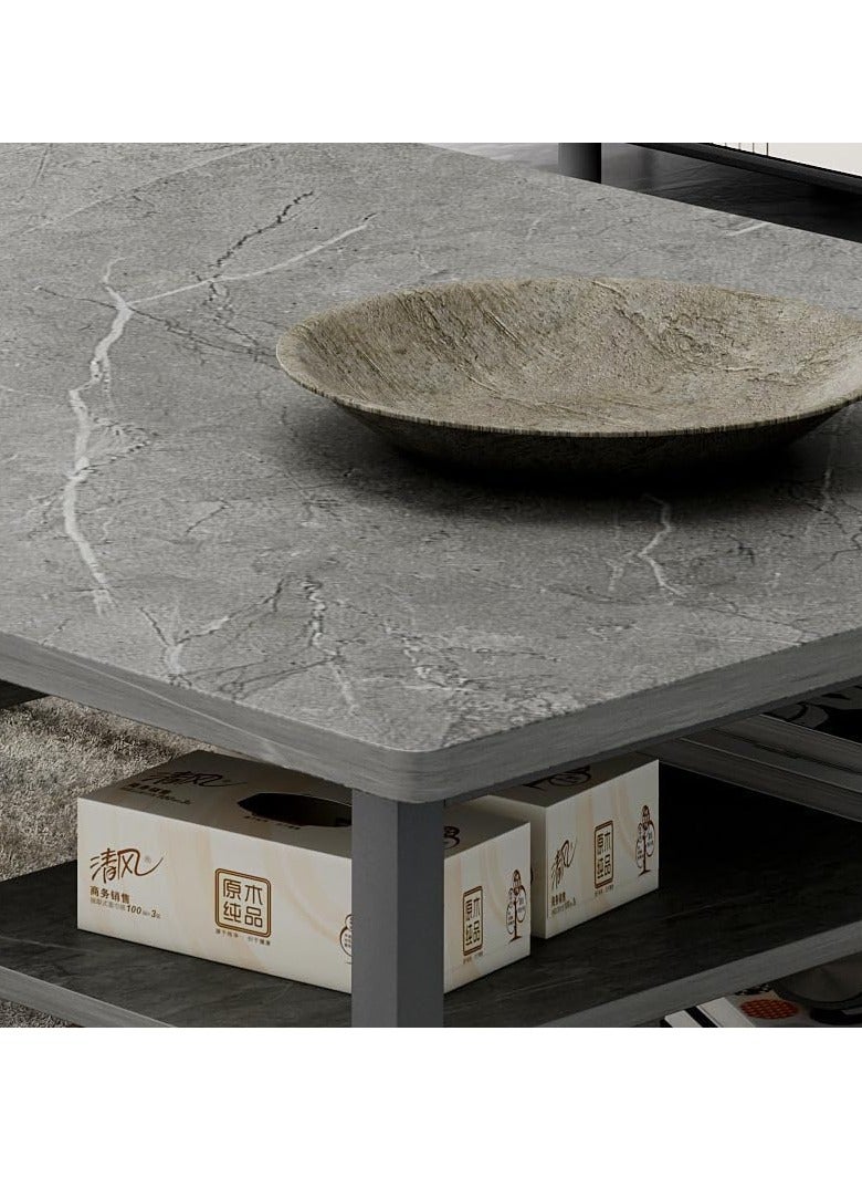 JOMILA Coffee Table Living Room Furniture Minimalistic Design Multi-Functional Table 120x60x42cm Marble Pattern Moore Stone Color + Black Frame (Moore Stone Color + Black Frame) - Image 3